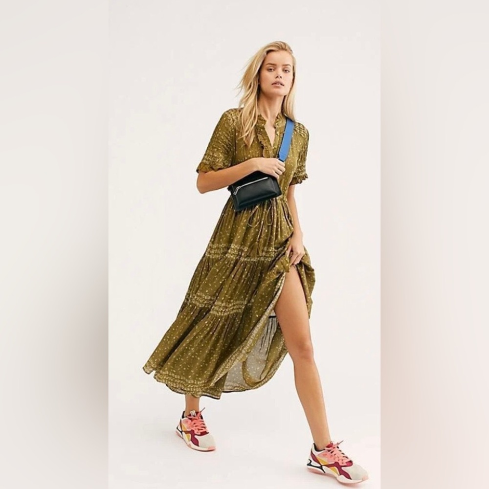 Free People Rare Occurrence green dress, size M